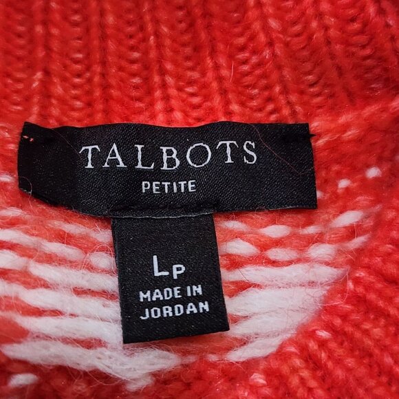 Talbots Petite Womens Wool Blend Coral Sweater Fair Isle Mock Neck Size Lp - Picture 3 of 10